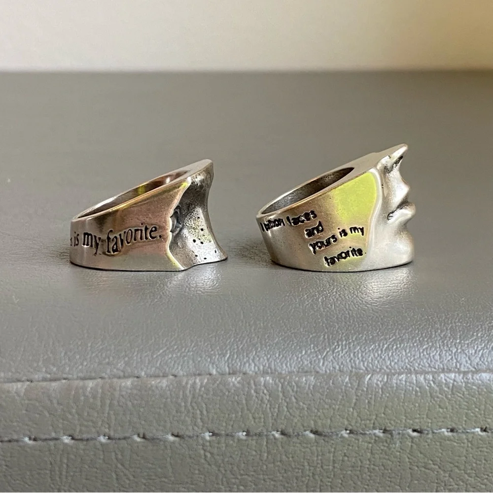 Sterling Silver Sculpted Face Ring - Silver
